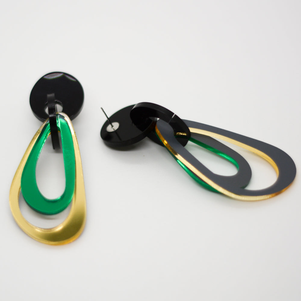 Eslabones - Tope Negro, Argolla Negra,  Dorado Espejo y Verde Espejado
