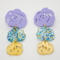 Rosas Triples - Lila,  Confeti Turquesas con Dorado y Dorado Espejo