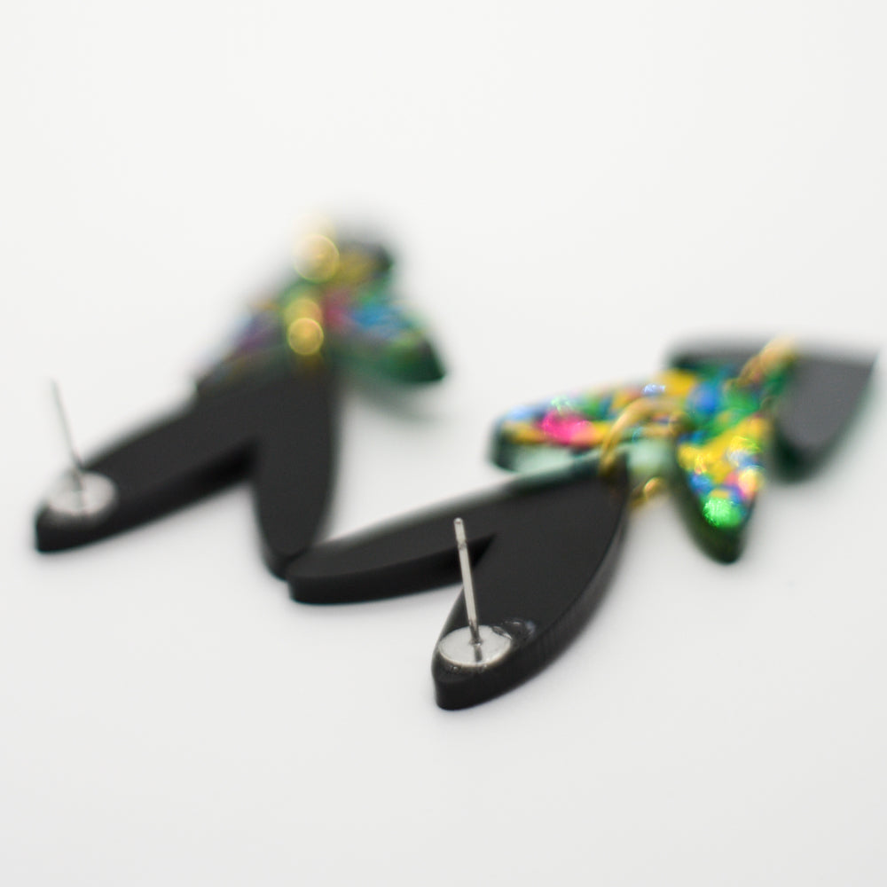 Corazones Triples - Negro, Confeti y Verde Espejo