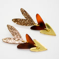 Corazones Triples - Dorado Glitter, Café Marmolado, Dorado