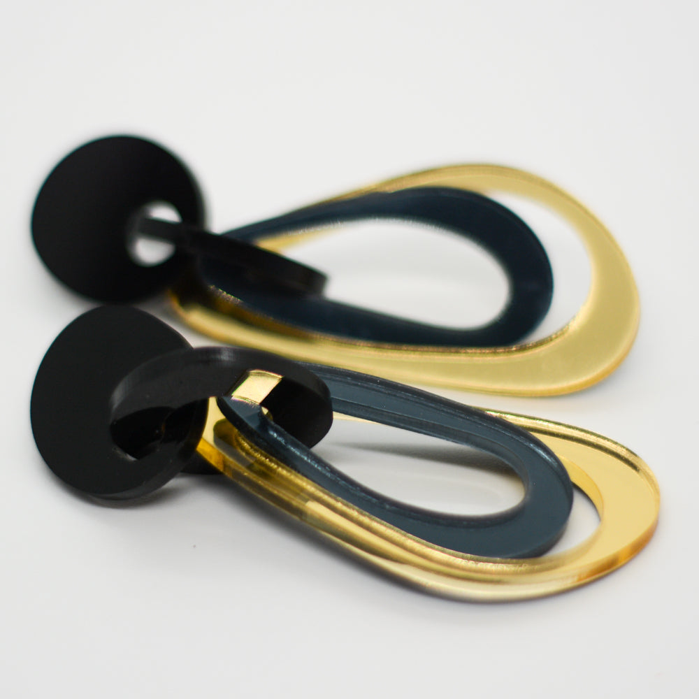 Eslabones - Tope y Argolla Negra, Dorado Espejo y Negro Humo