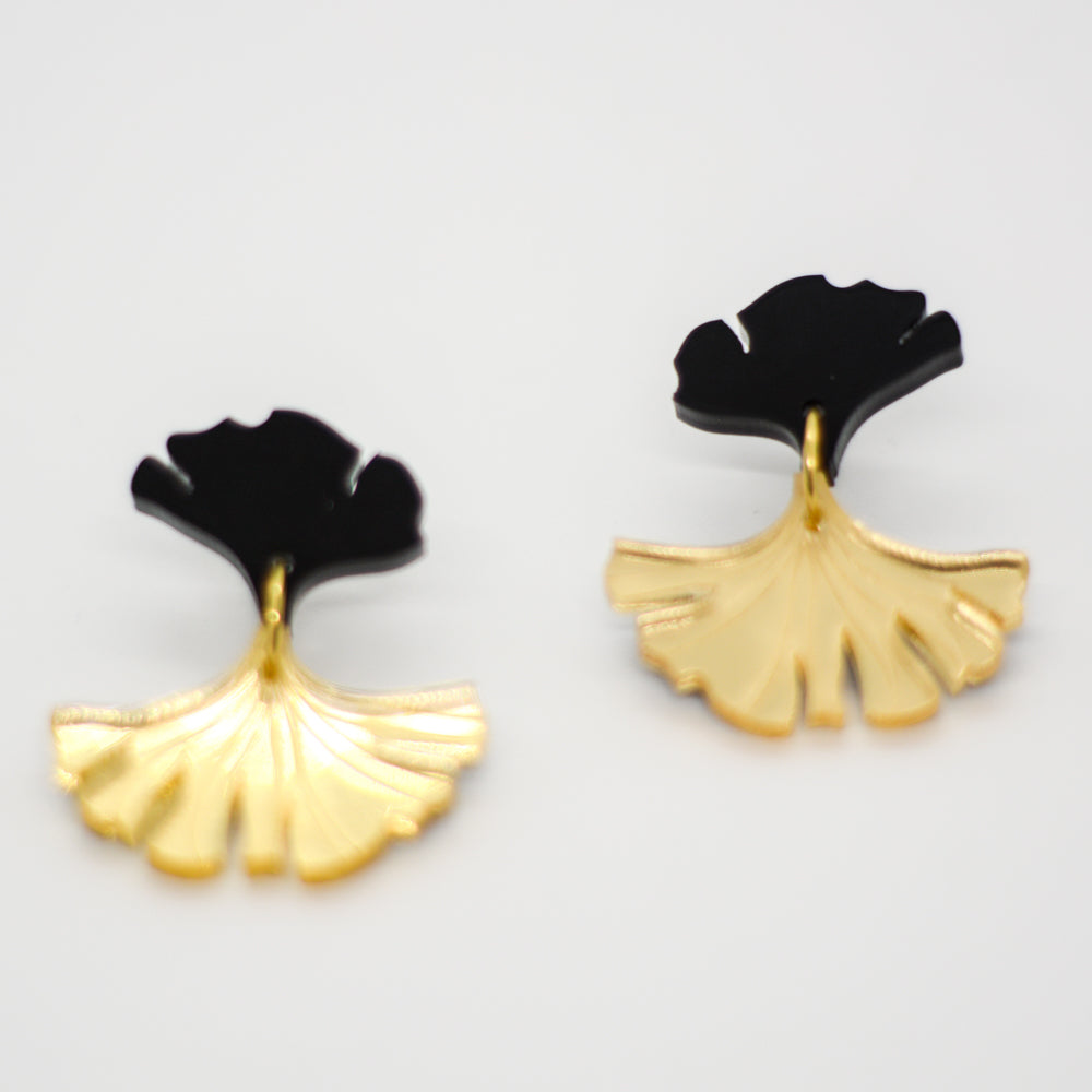 Ginkgo Biloba - Dorado espejado con argolla acero dorada