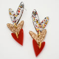 Corazones Triples - Confeti, Dorado Glitter y Rojo