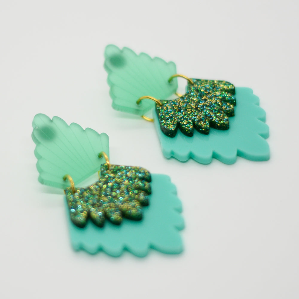 Mestiza - Verde Traslúcido, Verde Glitter y Verde Turquesa
