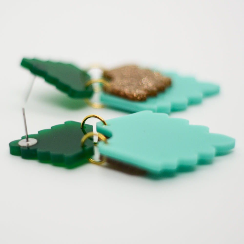 Mestiza - Verde Sólido, Dorado Glitter y Verde Turquesa