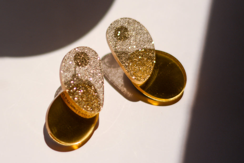 Células color Dorado Espejo y Tralúcido con Glitter Dorado