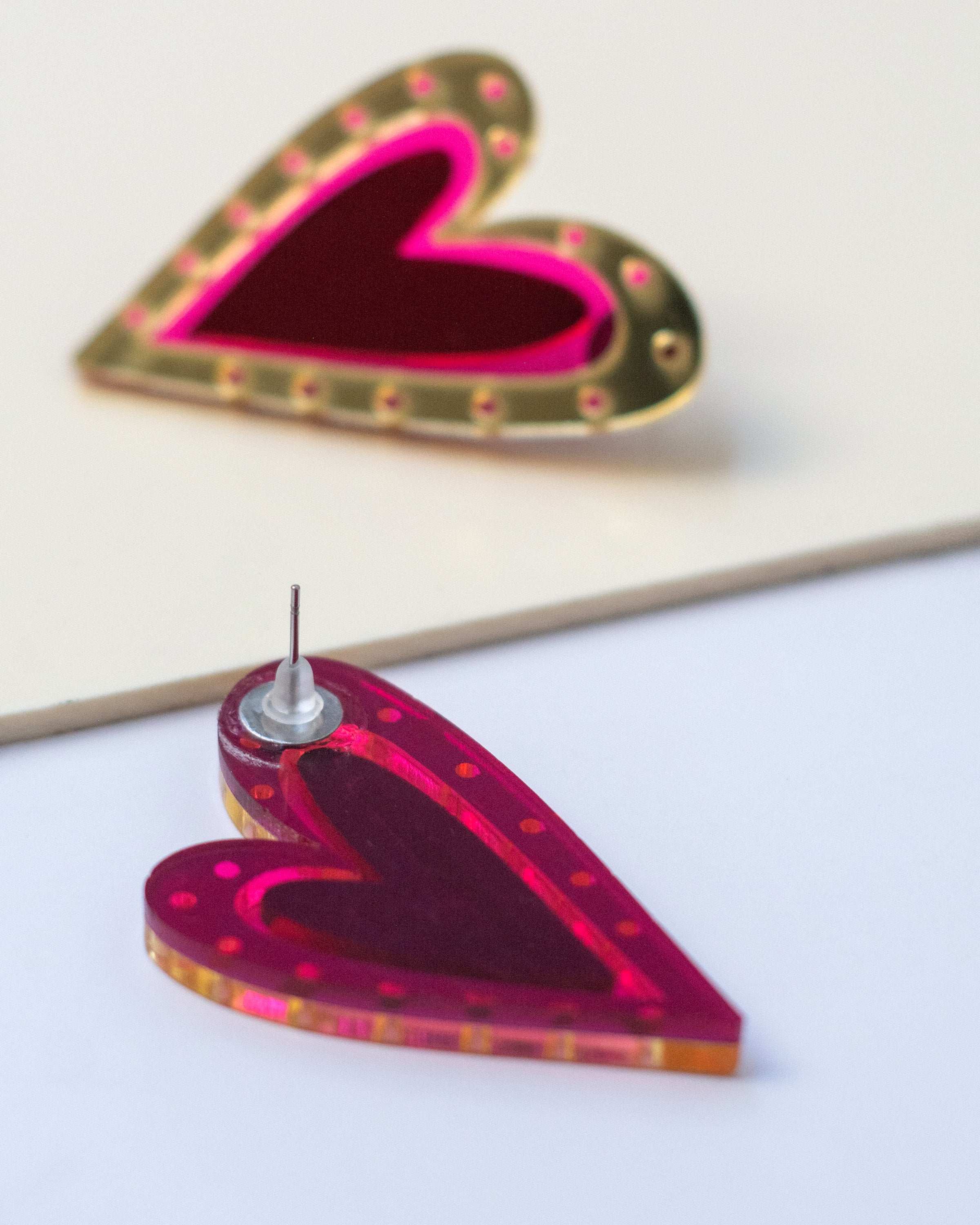 Corazones Fuertes XL - Color Rojo Sólido, Rojo Espejo y Dorado Espejo